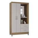 Ver imagem 3 de Cômoda 868 4 Gavetas e 1 Porta com Guarda Roupa Solteiro Córdoba 2 Portas Castanho Off White -
