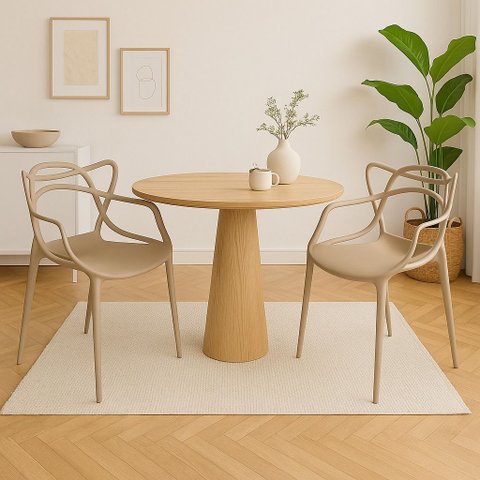 Kit 2 Cadeiras Allegra Nude – Design Moderno, Resistente e Fácil de Limpar