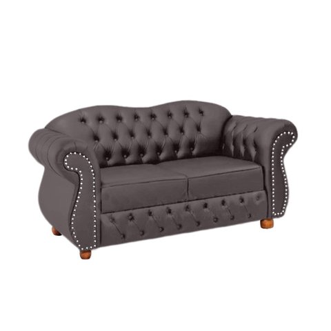 Namoradeira Chesterfield Merlo 2 Lugares - Veludo Cinza Médio / Decoração, recepção, sala tv estar