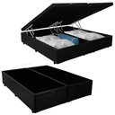 Ver imagem 1 de Cama Box Baú Casal Bipartido Sintético Preto Emth 138x188x40