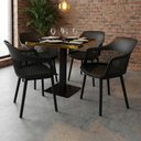 Ver imagem 2 de Conjunto Mesa de Jantar Quadrada Venezia 70x70cm Preta com 4 Cadeiras Estofadas Marcela - Preto