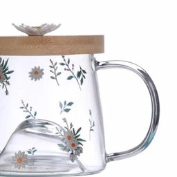 Caneca Daisy 330ml Borossilicato C/ Pires de Bambu 5705 Lyor - 3