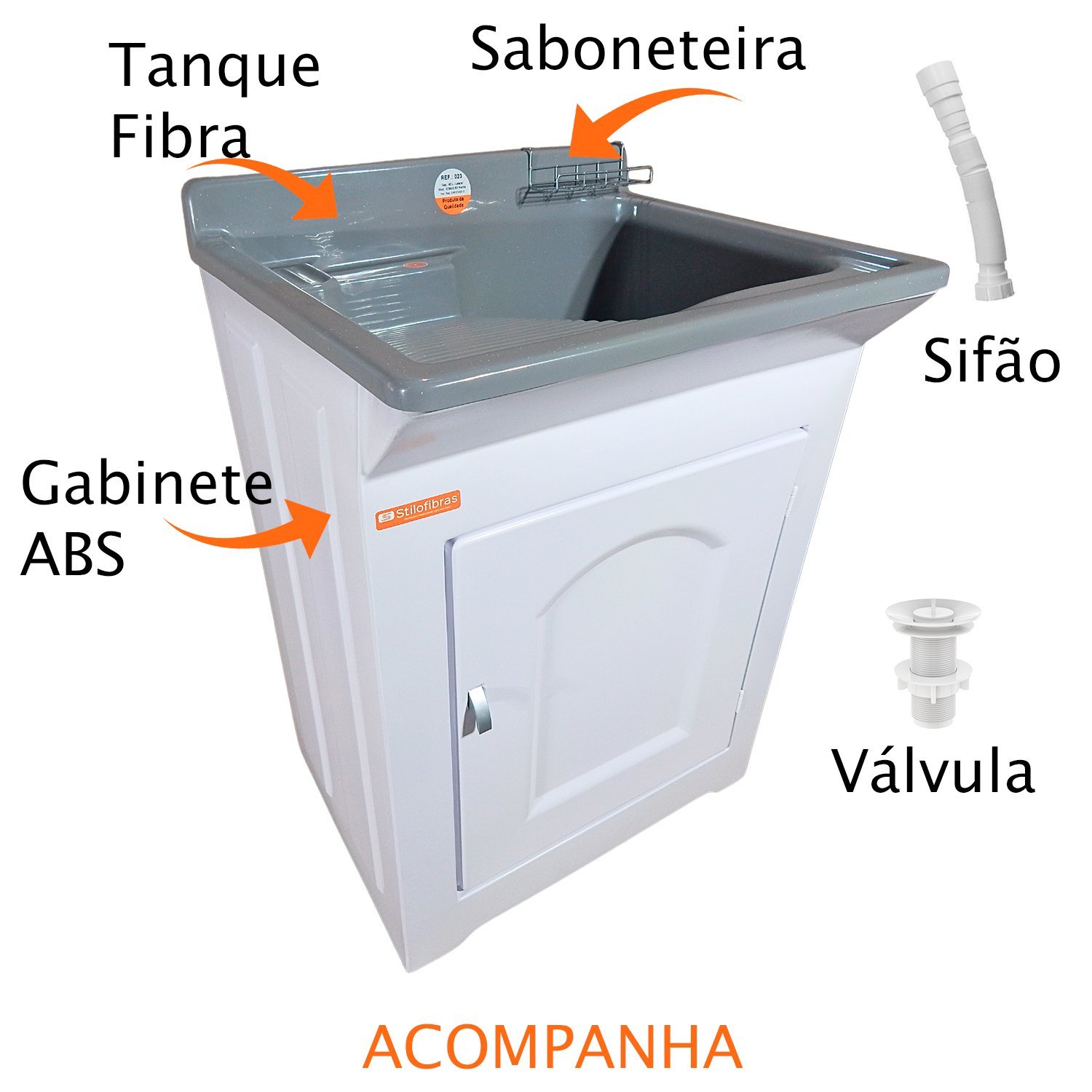 Gabinete em Plástico Abs Tanque com Esfregadeira Lateral de Fibra 40 Litros - 4