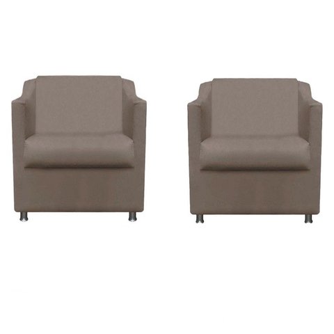 Kit 2 Poltronas Bia Decorativa Reforçada Recepção Clinica Salão Sala de Estar Suede:capuccino
