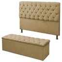 Ver imagem 1 de Kit Cabeceira Maria+ Calçadeira Itália King 195 CM Suede Marfim - D A Decor