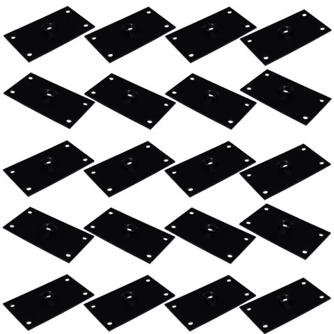 Kit 20 Chapinhas Chapa Reta Fixação Pés Palito Rosca 5/16 Preto