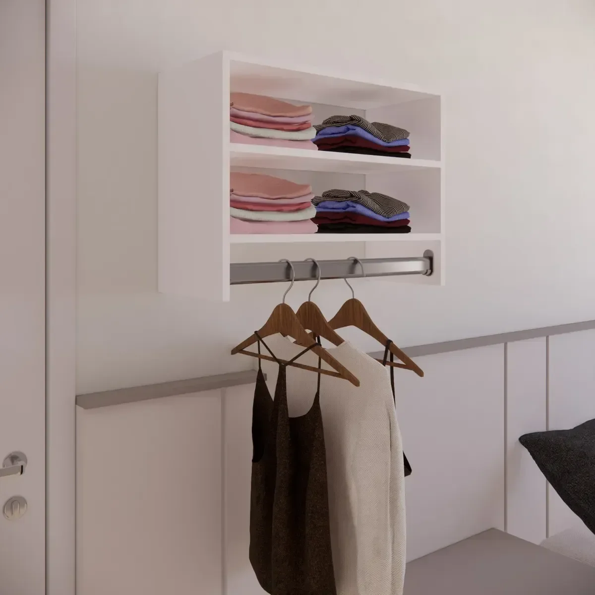 Cabideiro de Parede Arara em Mdf com 2 Nichos de 60cm - 5