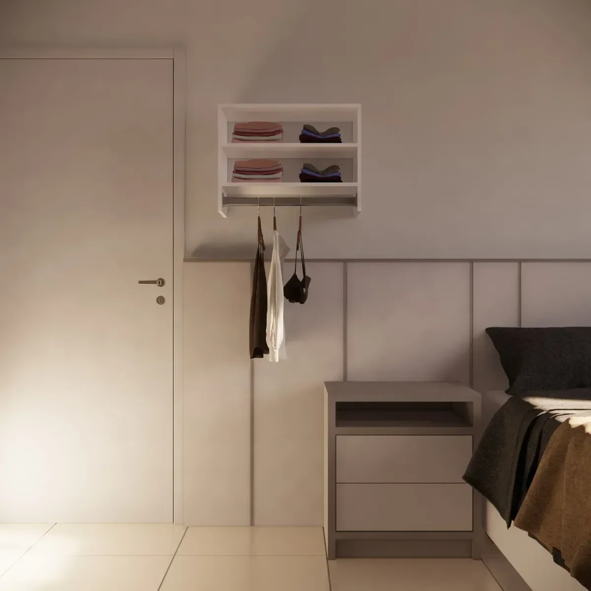 Cabideiro de Parede Arara em Mdf com 2 Nichos de 60cm - 6