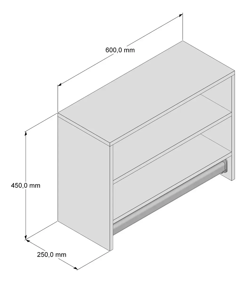 Cabideiro de Parede Arara em Mdf com 2 Nichos de 60cm - 4