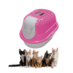 Caixa Areia Fechada Banheiro Toalete Com Filtro Furacão Pet Cat Toalete Rosa - 1