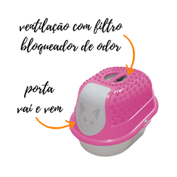 Caixa Areia Fechada Banheiro Toalete Com Filtro Furacão Pet Cat Toalete Rosa - 3