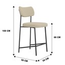 Ver imagem 4 de Kit 02 Banquetas Médias para Cozinha Lila Estofada com Encosto Linho Bege - Desk Design