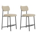 Ver imagem 1 de Kit 02 Banquetas Médias para Cozinha Lila Estofada com Encosto Linho Bege - Desk Design