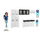 Ver imagem 3 de Cozinha de Aço Completa com Balcão para Pia Clara Multimóveis CR6155 Branco/Preto