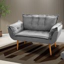 Ver imagem 2 de Poltrona Decorativa Namoradeira Francis 02 Lugares Suede Cinza - Abmaza