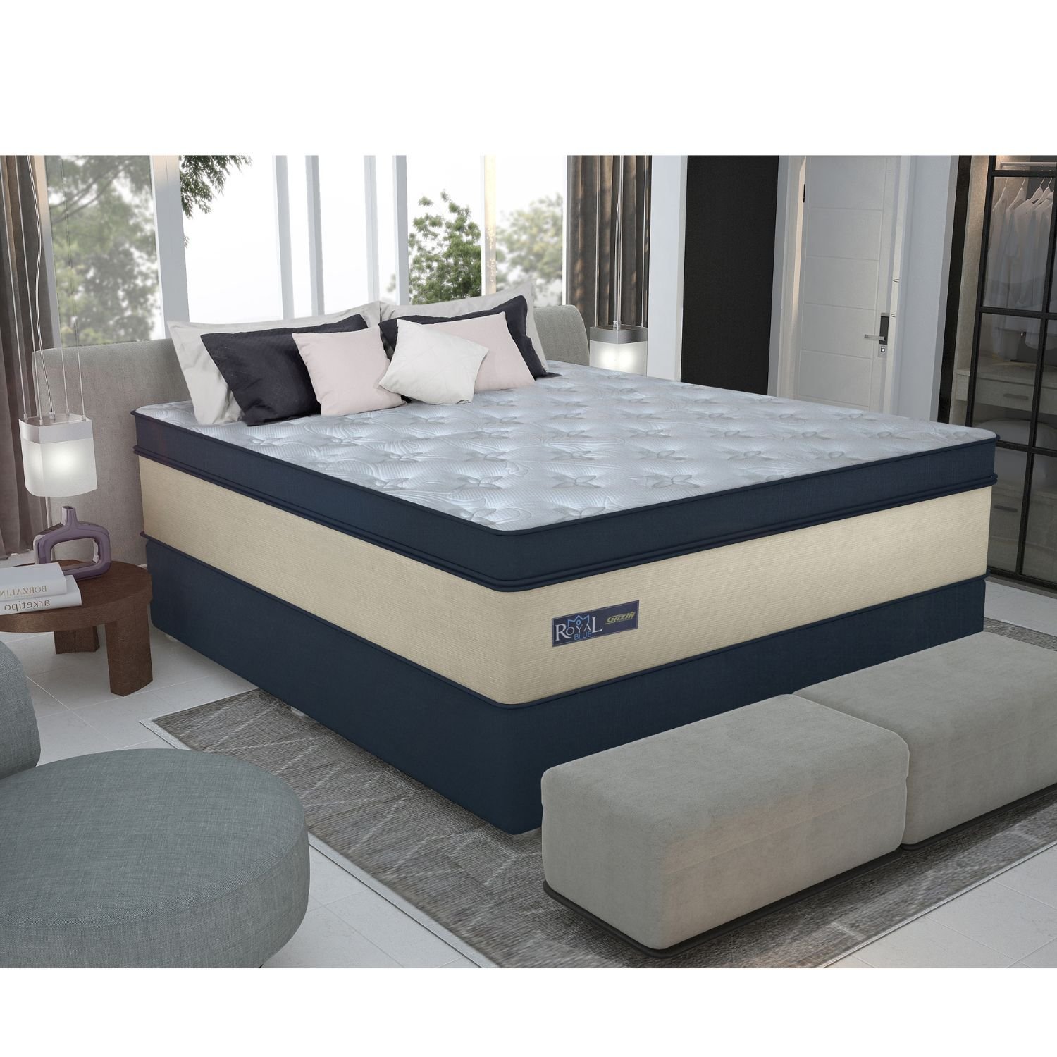 Conjunto Cama Box Casal 138x188x41cm Royal Blue Gazin Colchões Megasul - 2