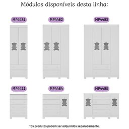 Guarda-roupa Infantil 62cm 2 Portas com Vidro e 2 Gavetas Fofura Multimóveis Mp4481 Branco - 6