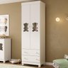 Guarda-roupa Infantil 62cm 2 Portas com Vidro e 2 Gavetas Fofura Multimóveis Mp4481 Branco - 1