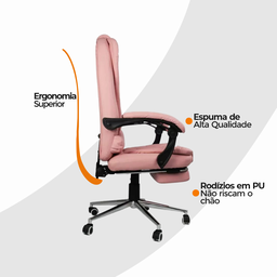 Cadeira para Escritório Presidente Estofada com Apoio para Pés - 6 Cadeira para Escritório Presidente Estofada com Apoio para Pés - 6