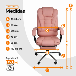 Cadeira para Escritório Presidente Estofada com Apoio para Pés - 4 Cadeira para Escritório Presidente Estofada com Apoio para Pés - 4