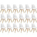 Ver imagem 1 de Conjunto 18 Cadeiras de Jantar Eames Wood Leda Design Estofada - Branco