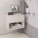 Ver imagem 2 de Mesa de Cabeceira Suspensa Fixa na Parede 1 Gaveta e Nicho - Off White - Lh Móveis