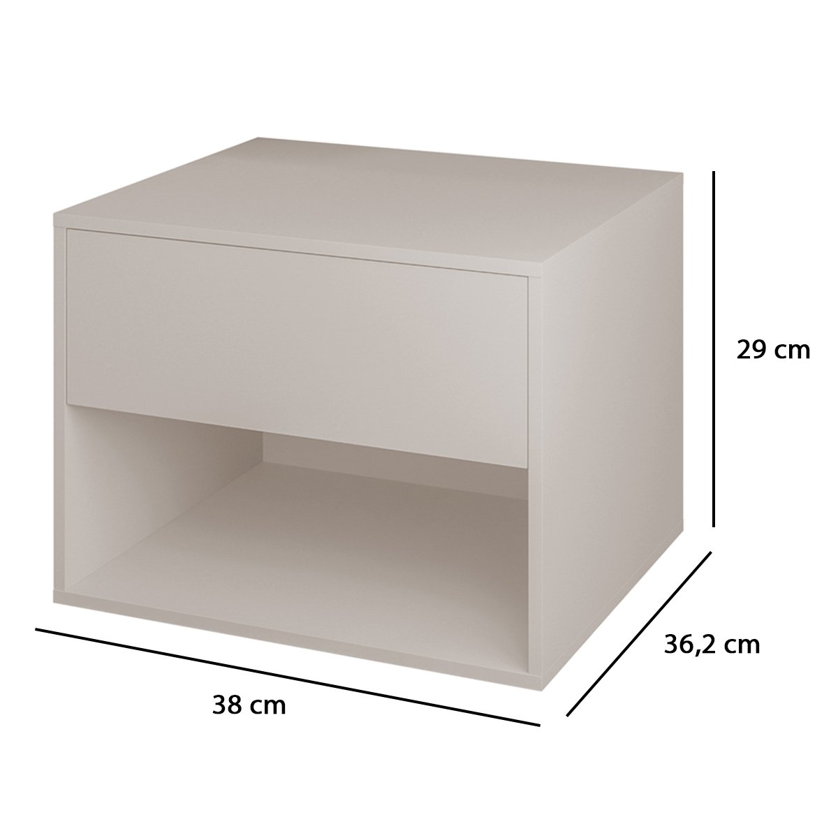 Mesa de Cabeceira Suspensa Fixa na Parede 1 Gaveta e Nicho - Off White - Lh Móveis - 3