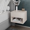 Ver mais imagens de Mesa de Cabeceira Suspensa Fixa na Parede 1 Gaveta e Nicho - Off White - Lh Móveis