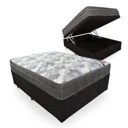 Cama Box Com Baú Viúva Blindado + Colchão De Molas Ensacadas - Ortobom - iso SuperPocket 128cm - Pre - 1