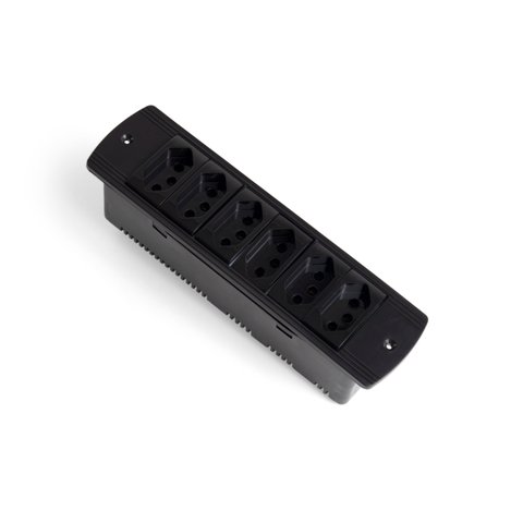 Régua Caixa de Tomada Embutir Mesa 4 Tomadas Flex Preto