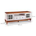 Ver imagem 3 de Rack para TV até 75 Polegadas 195cm 2 Portas Vidro Cruzeta 2 Gavetas Prateleira Interna Pés Luis Xv
