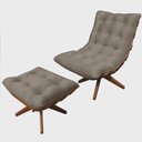 Ver imagem 1 de Kit Poltrona Com Puff Costela Base Em Madeira Giratória