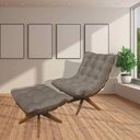 Ver imagem 2 de Kit Poltrona Com Puff Costela Base Em Madeira Giratória