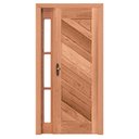 Ver imagem 1 de Kit Porta de Madeira Maciça PE26 Vidro Lateral de Cedro Arana Esel 213AX130L Lado Direito
