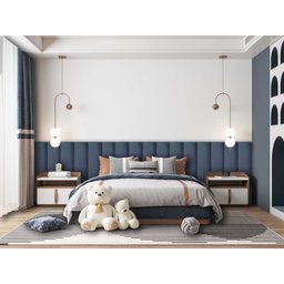 Cabeceira Estofada Suede Azul para Cama Box - Módulo 20x60 - 1