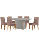 Ver imagem 2 de Mesa de Jantar Diane 180cm Tampo Mdf Vidro com 6 Cadeiras Lisboa Moderna Mobília