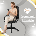 Ver imagem 5 de Cadeira Escritório Presidente Comfort Costurada Ergonômica NR17 Executiva Giratória Rodízios Courino