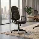 Ver imagem 1 de Cadeira Escritório Presidente Comfort Costurada Ergonômica NR17 Executiva Giratória Rodízios Courino