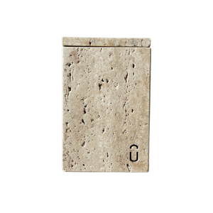 Pote Organize com Tampa Mármore Travertino Romano Bruto Vintage 13x9cm