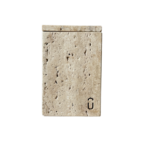 Pote Organize com Tampa Mármore Travertino Romano Bruto Vintage 13x9cm