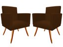 Ver imagem 1 de Kit 2 Poltronas Decorativa Bia Suede Marrom Pés Madeira Mz Decor