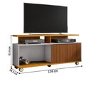 Ver imagem 3 de Rack para Tv até 52 Polegadas 1 Porta Malawi Ripado 3d Naturalle/off White - Pnr Móveis