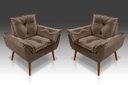 Ver imagem 1 de Kit 02 Poltronas Opala Suede Marrom- Rv Decora