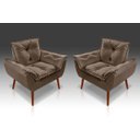 Ver imagem 1 de Kit 02 Poltronas Opala Suede Marrom- Rv Decora