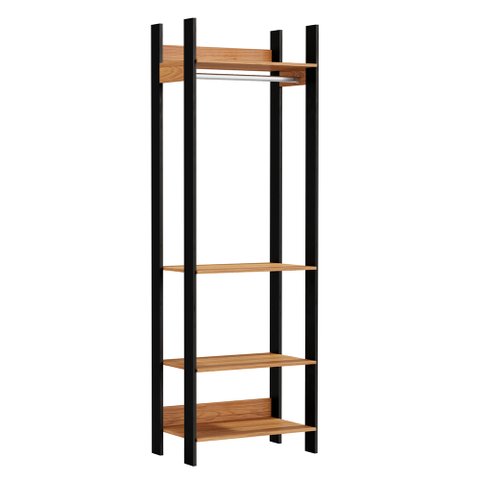 Closet Guarda-Roupa Cabideiro 04 Prateleiras Modulado 220x73 Cm Leaf D03 Freijó Preto - Lyam Decor