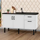 Ver imagem 1 de Gabinete de Cozinha 2 Portas Armário Pia 2 Gaveta 114 Cm:branco