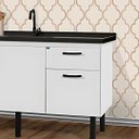 Ver imagem 3 de Gabinete de Cozinha 2 Portas Armário Pia 2 Gaveta 114 Cm:branco