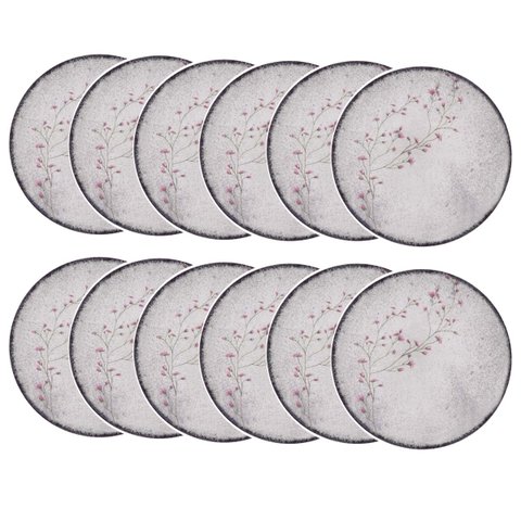 Prato Raso de Porcelana Decorada Floralis 25cm 12un - Tramontina 96580/080