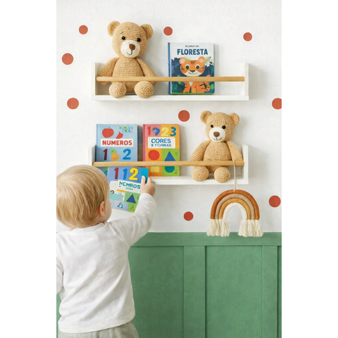Kit 2 Prateleiras de Mdf Branco Porta Livros Dulce Slim Duo 40cm
