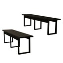 Ver imagem 6 de Conjunto Mesa com 2 Bancos Base de Ferro Estilo Industrial Área Lazer:preto